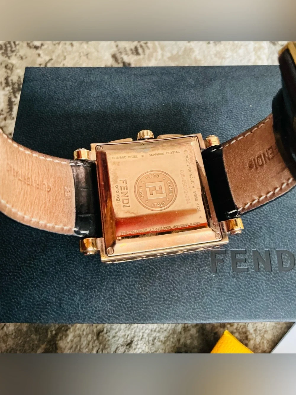 Authentic FENDI QUADRO CHRONOGRAPH DRESS watch w box and card 🔥🔥